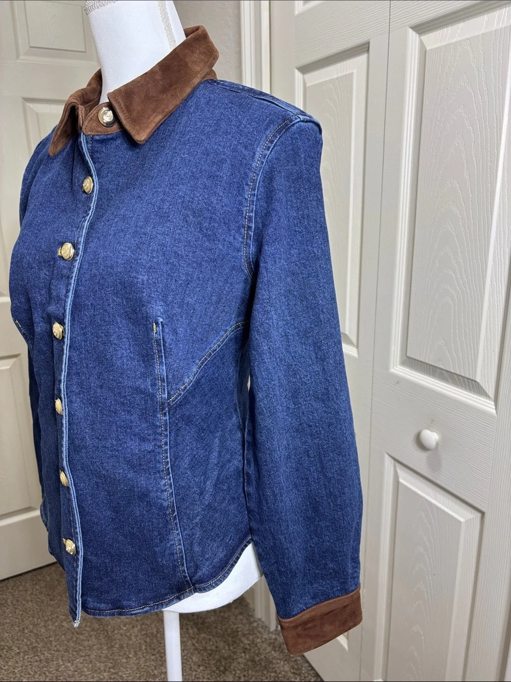 Cinq a Sept Suede Combo Autumn Denim Shirt Jacket NWT